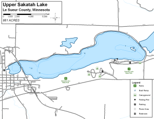 Upper Sakatah Lake Topographical Lake Map