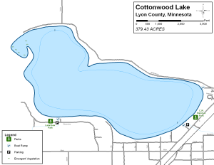 Cottonwood Lake Topographical Lake Map