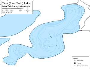 Twin Lake Topographical Lake Map