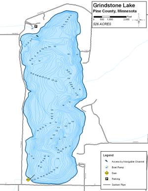 Grindstone Lake Topographical Lake Map