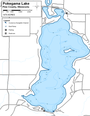 Pokegama Lake Topographical Lake Map