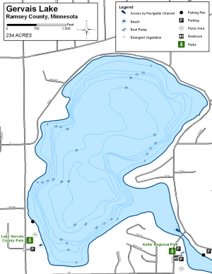 Gervais Lake Topographical Lake Map
