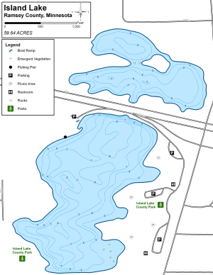 Island Lake Topographical Lake Map