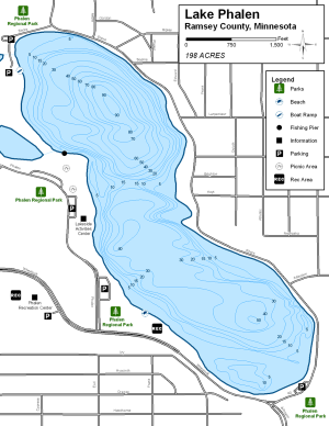 Lake Phalen Topographical Lake Map