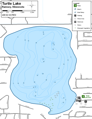 Turtle Lake Topographical Lake Map