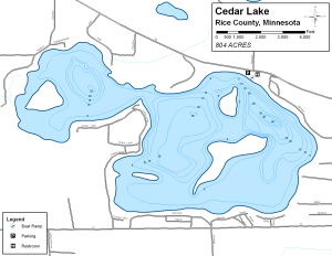 Cedar Lake Topographical Lake Map