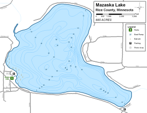 Mazaska Lake Topographical Lake Map