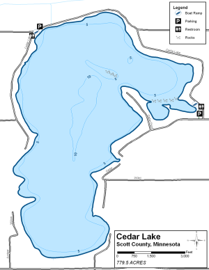 Cedar Lake Topographical Lake Map