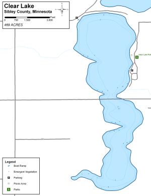 Clear Lake Topographical Lake Map