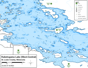 Kabetogama Lake West-Central Topographical Lake Map