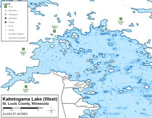 Kabetogama Lake West Topographical Lake Map