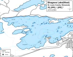 Shagawa Lake (West) Topographical Lake Map