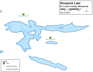 Shoepack Lake Topographical Lake Map