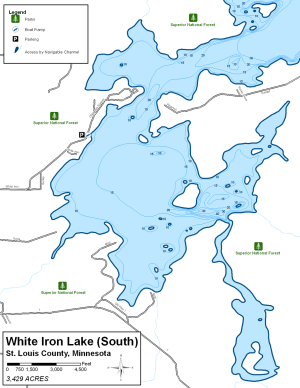 White Iron Lake (South) Topographical Lake Map