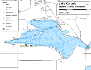 Koronis Lake Topographical Lake Map