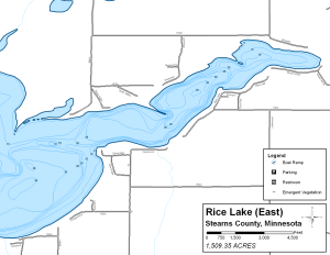 Rice Lake East Topographical Lake Map
