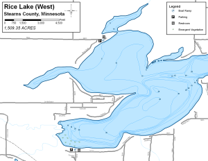 Rice Lake West Topographical Lake Map