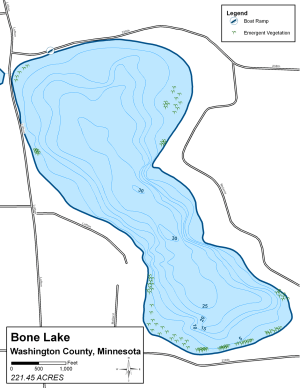Bone Lake Topographical Lake Map
