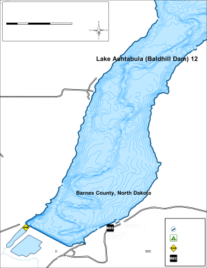 Lake Astabula (Baldhill Dam) 12 Topographical Lake Map
