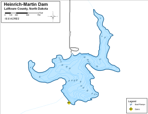 Heinrich-Martin Dam Topographical Lake Map