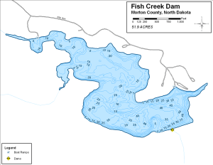 Fish Creek Dam Topographical Lake Map