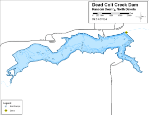 Dead Colt Creek Dam Topographical Lake Map