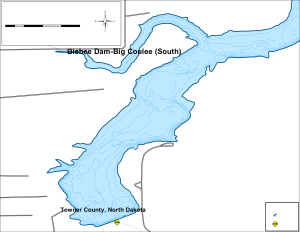 Bisbee Dam (Big Coulee) - South Topographical Lake Map