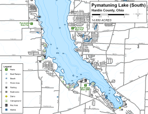Pymatuning Lake South Topographical Lake Map