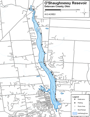 O Shaughnessy Resevoir Topographical Lake Map