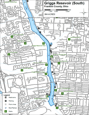 Griggs Resevoir South Topographical Lake Map