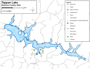 Tappan Lake Topographical Lake Map