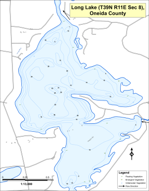 Long Lake T39NR11ES08 Topographical Lake Map