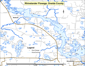 Rhinelander Flowage Topographical Lake Map