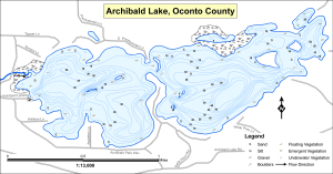 Archibald Lake Topographical Lake Map