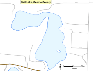Ucil Lake (Veil, Herl) Topographical Lake Map