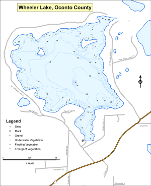 Wheeler Lake Topographical Lake Map