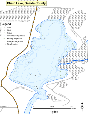 Chain Lake Topographical Lake Map