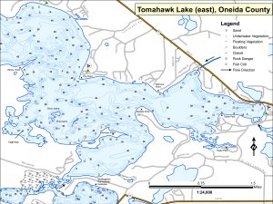 Tomahawk Lake (east) Topographical Lake Map