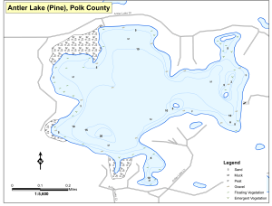 Antler Lake (Pine) Topographical Lake Map
