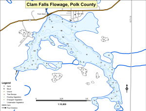 Clam Falls Flowage Topographical Lake Map