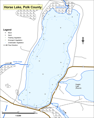Horse Lake Topographical Lake Map