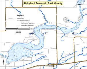 Dairlyland Reservoir (Flambeau) Topographical Lake Map
