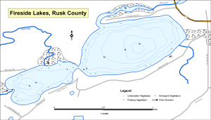 Fireside Lakes (Rice & Mud) Topographical Lake Map