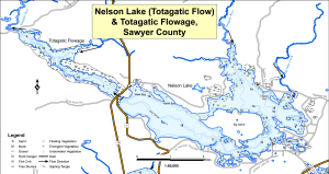 Totagatic Flowage Topographical Lake Map