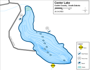 Center Lake Topographical Lake Map