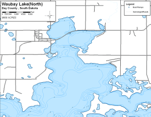 Waubay Lake - North Topographical Lake Map