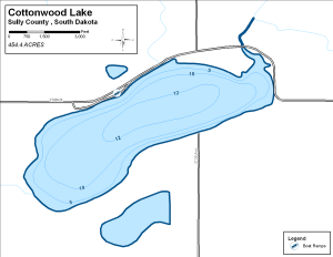 Cottonwood Lake Topographical Lake Map