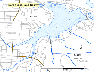Delton Lake Topographical Lake Map