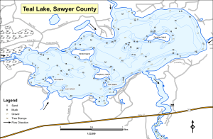 Teal Lake Topographical Lake Map