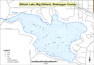 Elkhart Lake (Big Elkhart) Topographical Lake Map